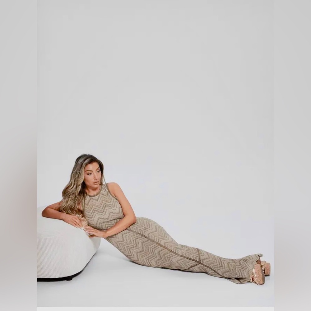Guess- Janet Knitted Dress in Macramé Style Maxi Dress - Picture 8 of 14